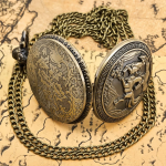 Orologio da taschino steampunk al quarzo con cavalli