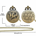Orologio da taschino steampunk al quarzo con cavalli