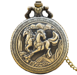 Orologio da taschino steampunk al quarzo con cavalli