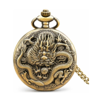 Orologio da taschino steampunk al quarzo con drago