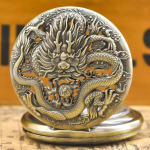 Orologio da taschino steampunk al quarzo con drago