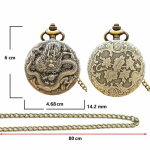Orologio da taschino steampunk al quarzo con drago
