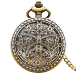 Orologio da taschino steampunk al quarzo con farfalla