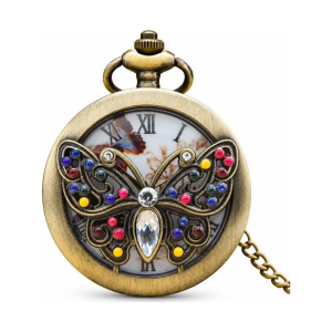 Orologio da taschino steampunk al quarzo con retro inciso