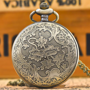 Orologio da taschino steampunk al quarzo con retro inciso