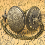 Orologio da taschino steampunk con aquila in bronzo