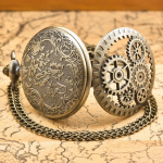 Orologio da taschino steampunk con catena da 80 cm