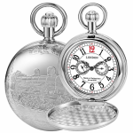 Orologio da taschino steampunk con locomotiva — Argento senza scatola