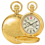 Orologio da taschino steampunk con locomotiva — Oro senza scatola