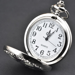 Orologio da taschino steampunk con pavone e peonie