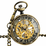 Orologio da taschino steampunk con quadrante scheletrato