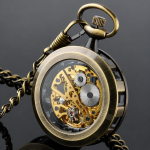 Orologio da taschino steampunk con quadrante scheletrato