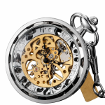 Orologio da taschino steampunk con quadrante scheletrato — Argentato