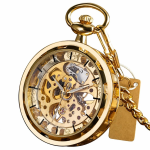 Orologio da taschino steampunk con quadrante scheletrato — Dorato