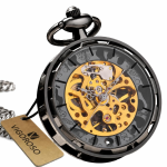 Orologio da taschino steampunk con quadrante scheletrato — Nero