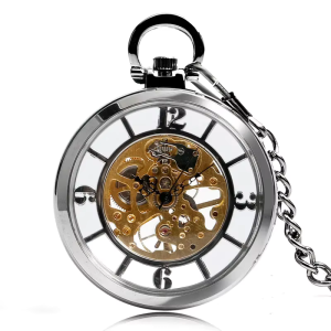 Orologio da taschino steampunk con quadrante traforato