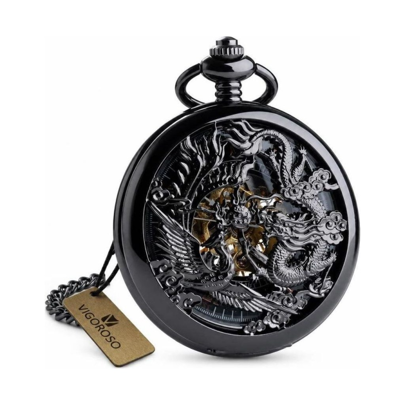Orologio da taschino steampunk drago e fenice