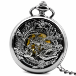 Orologio da taschino steampunk drago e fenice — Argento