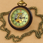 Orologio da taschino steampunk in legno a carica manuale