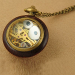 Orologio da taschino steampunk in legno a carica manuale