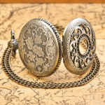Orologio da taschino steampunk in ottone color bronzo