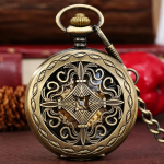 Orologio da taschino steampunk meccanico con finitura bronzo