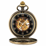 Orologio da taschino steampunk meccanico con finitura bronzo