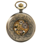 Orologio da taschino steampunk meccanico con finitura bronzo