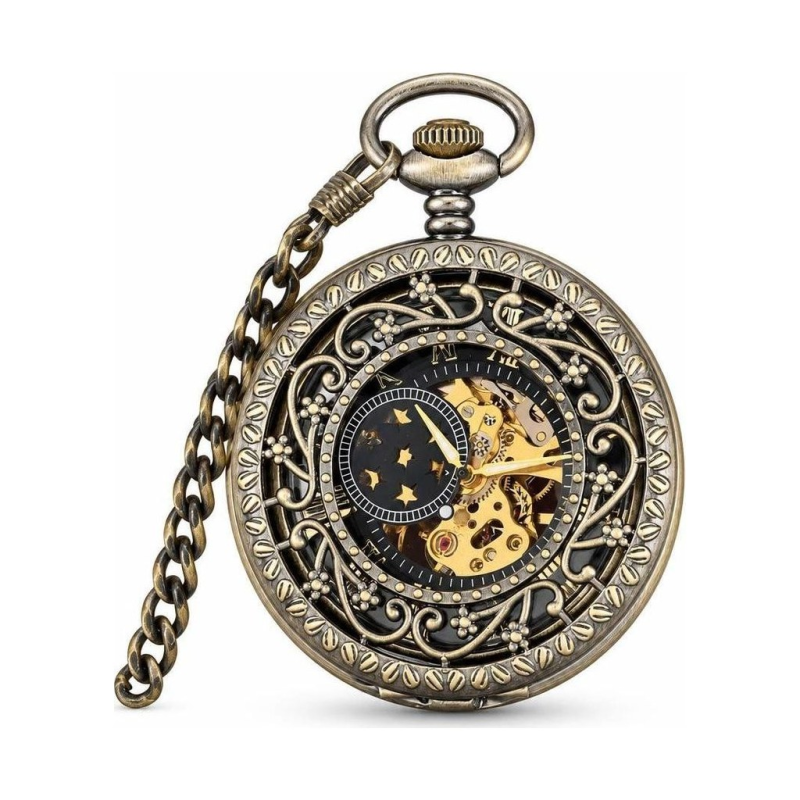 Orologio da taschino Steampunk meccanico traforato