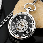 Orologio da taschino steampunk scheletrato con catena