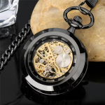 Orologio da taschino steampunk scheletrato con catena