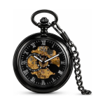 Orologio da taschino steampunk scheletrato half-hunter