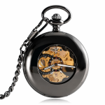 Orologio da taschino steampunk scheletrato half-hunter