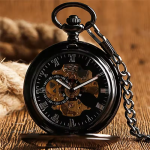 Orologio da taschino steampunk scheletrato half-hunter
