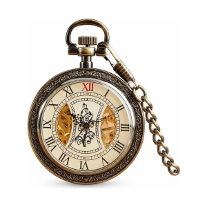 Orologio da taschino vintage scheletrato con catena