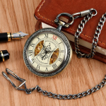 Orologio da taschino vintage scheletrato con catena