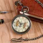 Orologio da taschino vintage scheletrato con catena