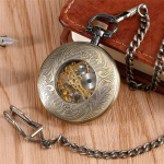 Orologio da taschino vintage scheletrato con catena