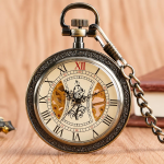 Orologio da taschino vintage scheletrato con catena